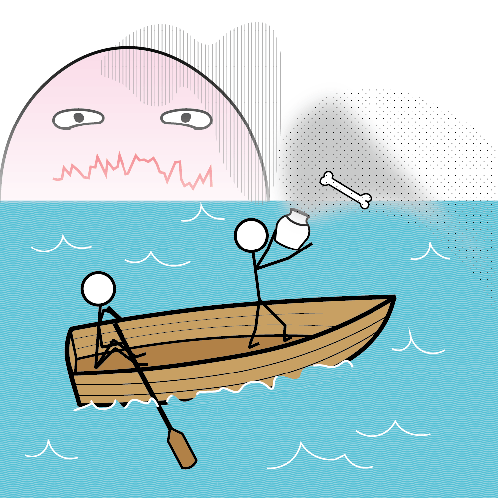 散骨を見ている海の精霊のイラスト。生前受けた呪いや邪気を祓うことで環境汚染などの悪いカルマを背負うことを防ぎ、故人の解放をサポートする空間ヒーリングやΩのコンサルティング。